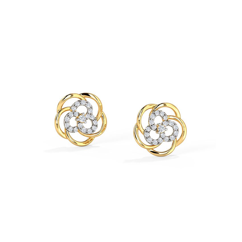 02_03 Floweret Cluster Diamond Stud Earrings - Image 3