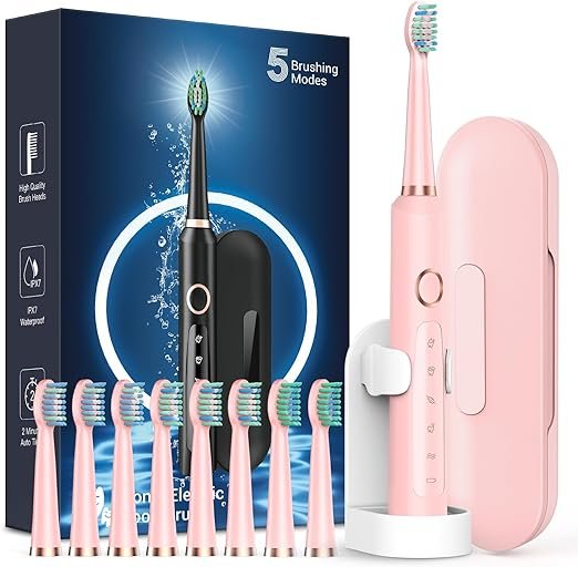 716ysYgIsbL._AC_SX522_ Sonic Electric Toothbrush for Adults - Rechargeable Electric toothbrush with 8 Brush Heads & Travel Case,Teeth Whitening , Power Electric Toothbrush with Holder, 3Hours Charge for 120 Days - Image 10