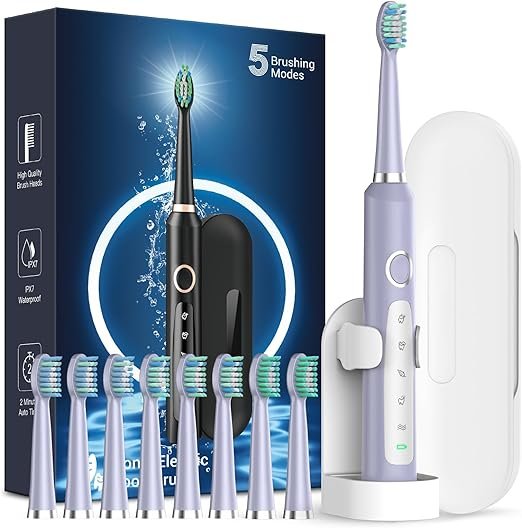 71wQXA51IVL._AC_SX522_ Sonic Electric Toothbrush for Adults - Rechargeable Electric toothbrush with 8 Brush Heads & Travel Case,Teeth Whitening , Power Electric Toothbrush with Holder, 3Hours Charge for 120 Days - Image 8