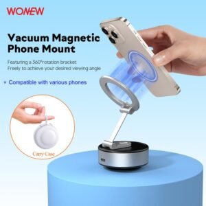 WONEW ZJ43 Pro Multi-Function 360 Rotating Magnetic Car Phone Mount Portable Vacuum Phone Holder with Electric Suction Cup Magnet Desktop Travel Tripod Stand for Navigation Outdoor Vlog（Better for Travel） - Knapdirect