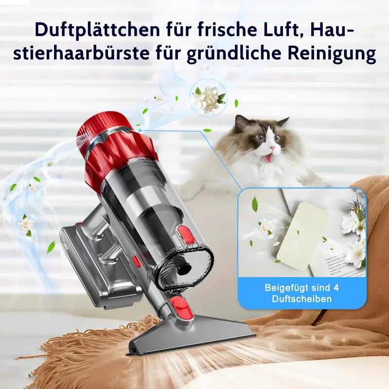 Airchros Akku Staubsauger 60000Pa/50Min, Cordless Vacuum Cleaner with Smart Display And Charging Station, Lightweight Anti-Tangle Vacuum Cleaner, Super Quiet Cordless Vacuum Cleaner for Hard Floors Carpets Pet Hair - Image 5